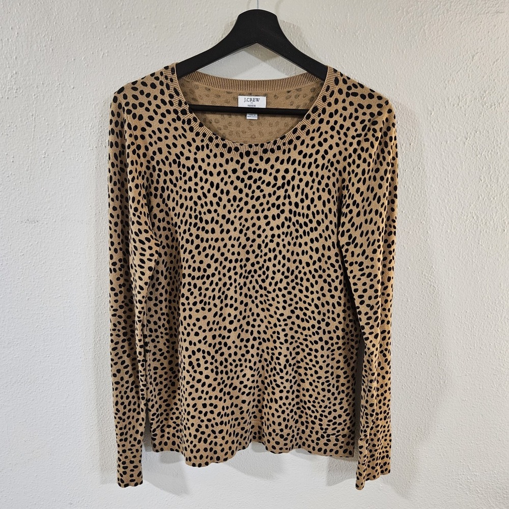 J.Crew Teddie Cheetah Leopard Print Crewneck Sweater Knit Pullover‎ Size M
